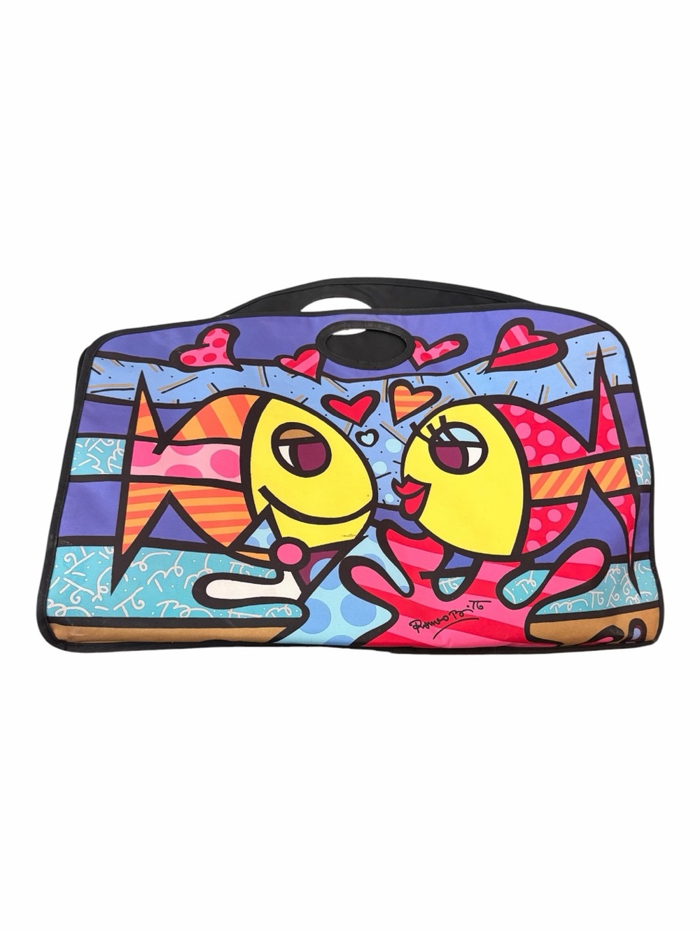 Colorful Romero Britto Style Fish Tote Bag Yellow & Multicolor Beach